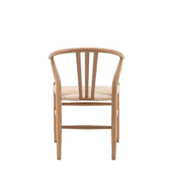 Fraser Natural Elm Wood Wishbone Dining Chair With Handwoven Seat