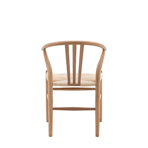 Set Of 2 Fraser Natural Elm Wood Wishbone Dining Chairs With Handwoven Seat
