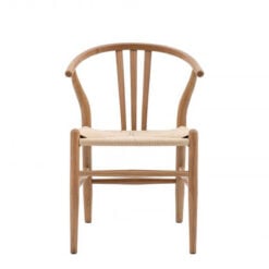 Fraser Natural Elm Wood Wishbone Dining Chair With Handwoven Seat