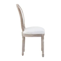 French Country Cottage Cream White Linen And Natural Wood Dining Chair