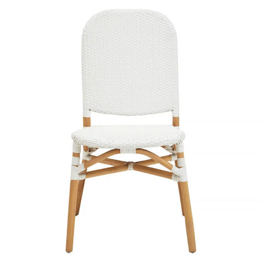 French Country Farmhouse Natural White Rattan Dining Chair