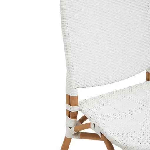 French Country Farmhouse Natural White Rattan Dining Chair