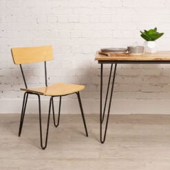 Garin Retro Industrial Yellow Wood And Black Metal Dining Chair