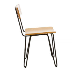 Garin Retro Industrial Yellow Wood And Black Metal Dining Chair