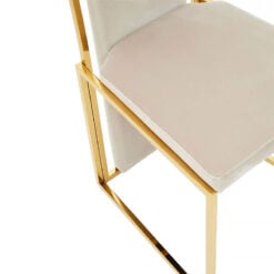 Gaya Luxury High Back Gold Metal And Natural Fabric Dining Chair