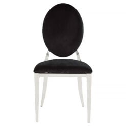 Harlem Black Velvet And Chrome Armless Stackable Dining Chair