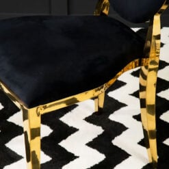 Harlem Black Velvet And Gold Armless Stackable Dining Chair