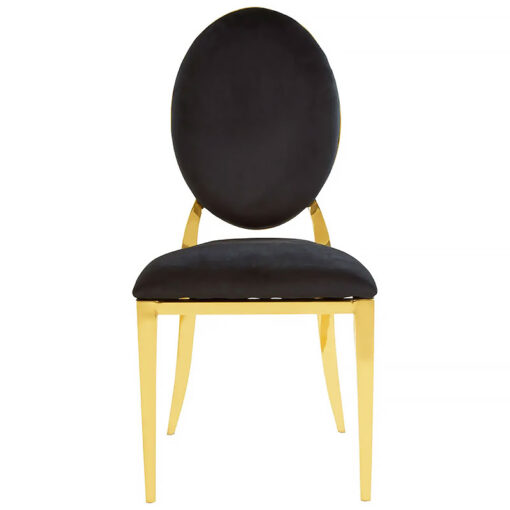 Set Of 6 Harlem Black Velvet And Gold Armless Stackable Dining Chairs