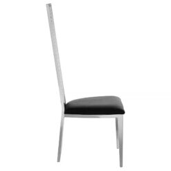 Hartford High Back Chrome And Black Faux Leather Dining Chair