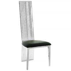 Hartford High Back Chrome And Black Faux Leather Dining Chair