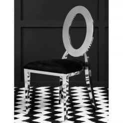 Havana Black Velvet And Chrome Armless Stackable Dining Chair