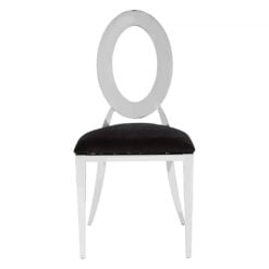 Havana Black Velvet And Chrome Armless Stackable Dining Chair