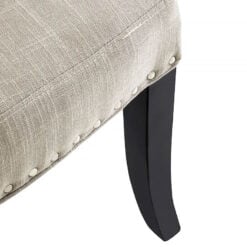 Helen Grey Linen And Black Wood Ring Knocker Dining Chair