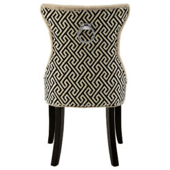 Helen Grey Linen And Black Wood Ring Knocker Dining Chair