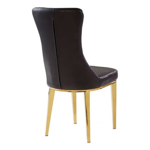 Set Of 2 Ibiza Curved Back Black Faux Leather And Gold Dining Chairs