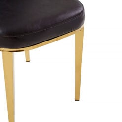 Ibiza Curved Back Black Faux Leather And Gold Dining Chair