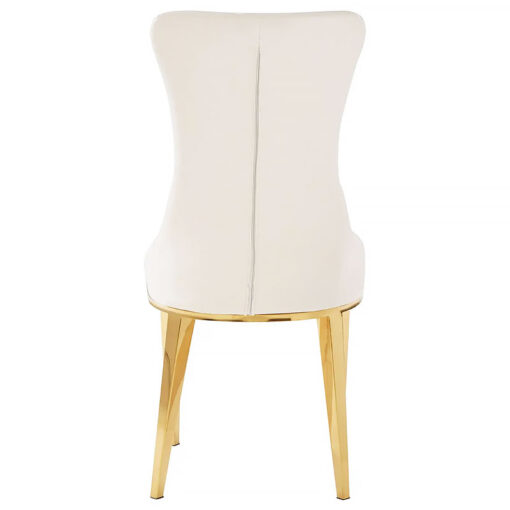 Set Of 2 Ibiza Curved Back White Faux Leather And Gold Dining Chairs