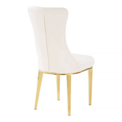 Ibiza Curved Back White Faux Leather And Gold Dining Chair