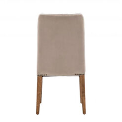 Keith Taupe Velvet Studded Dining Chair With Oak Wood Legs