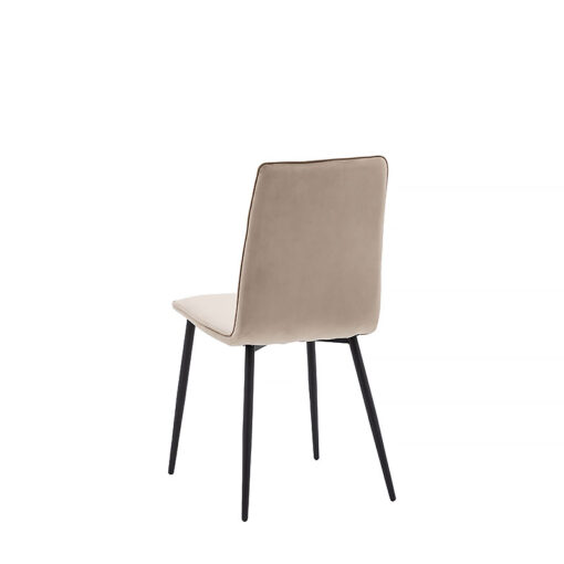 Set Of 2 Kobe Taupe Velvet Armless Dining Chairs With Black Metal Legs