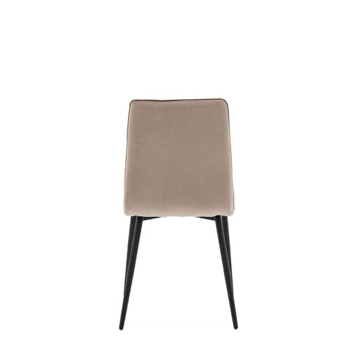 Set Of 2 Kobe Taupe Velvet Armless Dining Chairs With Black Metal Legs