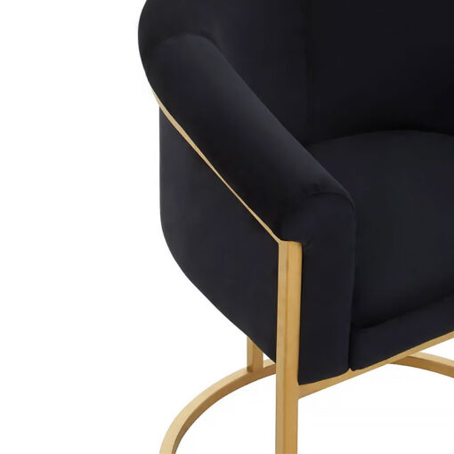 Lorraine Black Velvet Tub Dining Chair With Matte Gold Legs