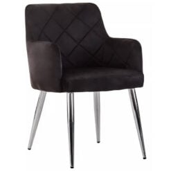 Manhattan Black Velvet Tub Dining Chair With Chrome Legs