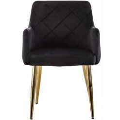 Manhattan Black Velvet Tub Dining Chair With Gold Metal Legs