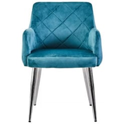 Manhattan Light Blue Velvet Tub Dining Chair With Chrome Legs
