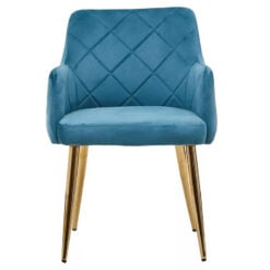 Manhattan Light Blue Velvet Tub Dining Chair With Gold Legs