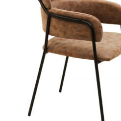 Marta Brown Faux Leather Dining Chair With Black Metal Legs