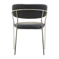 Marta Dark Grey Faux Leather Dining Chair With Chrome Legs