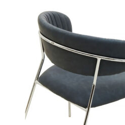 Marta Dark Grey Faux Leather Dining Chair With Chrome Legs