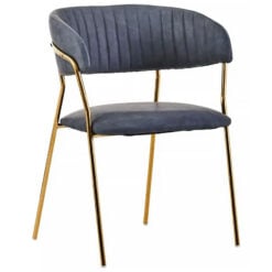 Marta Dark Grey Faux Leather Dining Chair With Gold Legs