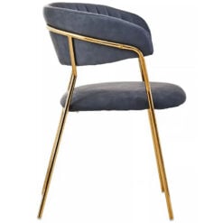 Marta Dark Grey Faux Leather Dining Chair With Gold Legs
