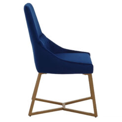 Memphis Midnight Blue Velvet Dining Chair With Gold Legs