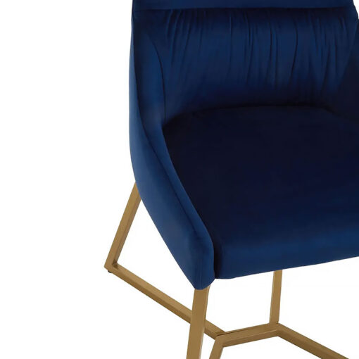 Set Of 2 Memphis Midnight Blue Velvet Dining Chairs With Gold Legs
