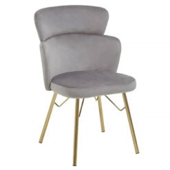 Montego Grey Velvet Armless Dining Chair With Gold Legs