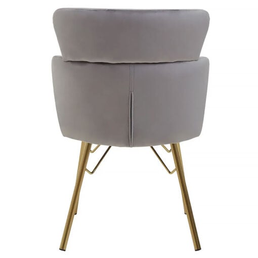 Set Of 2 Montego Grey Velvet Armless Dining Chairs With Gold Legs