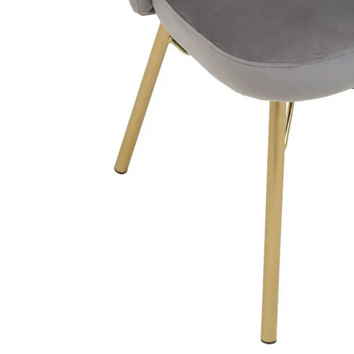 Set Of 2 Montego Grey Velvet Armless Dining Chairs With Gold Legs