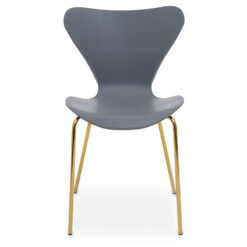 Nashua Stackable Grey Wood And Gold Metal Armless Dining Chair