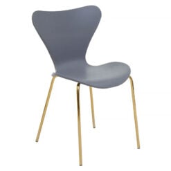 Nashua Stackable Grey Wood And Gold Metal Armless Dining Chair