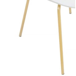 Nashua Stackable White Wood And Gold Metal Armless Dining Chair