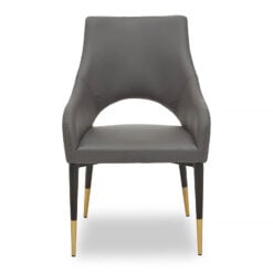 Ontario Grey Faux Leather Dining Chair With Black And Gold Legs