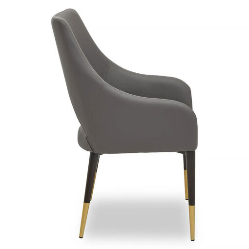 Ontario Grey Faux Leather Dining Chair With Black And Gold Legs