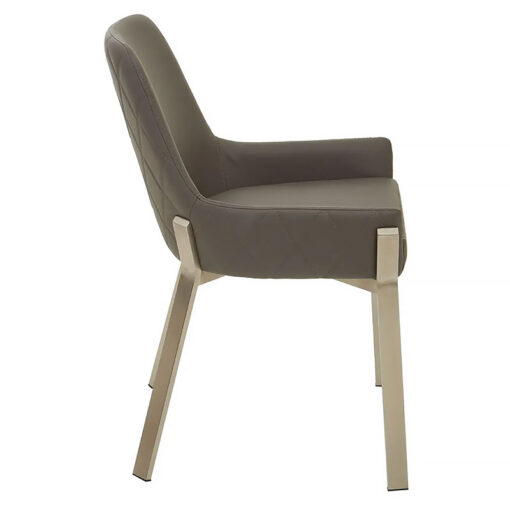 Ontario Grey Faux Leather Dining Chair With Brushed Silver Legs