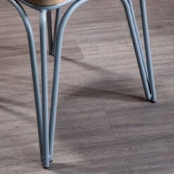 Oxford Grey Metal And Natural Elm Wood Armless Dining Chair