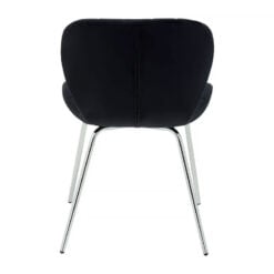 Paisley Black Velvet Curved Armless Dining Chair With Chrome Legs