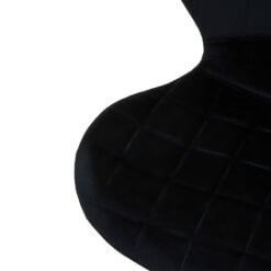 Paisley Black Velvet Curved Armless Dining Chair With Chrome Legs