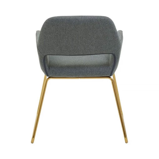 Penrose Grey Fabric Open Back Tub Dining Chair With Gold Metal Legs
